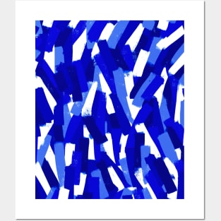 Abstract Blue Brush Stroke Smudgy Pattern Posters and Art